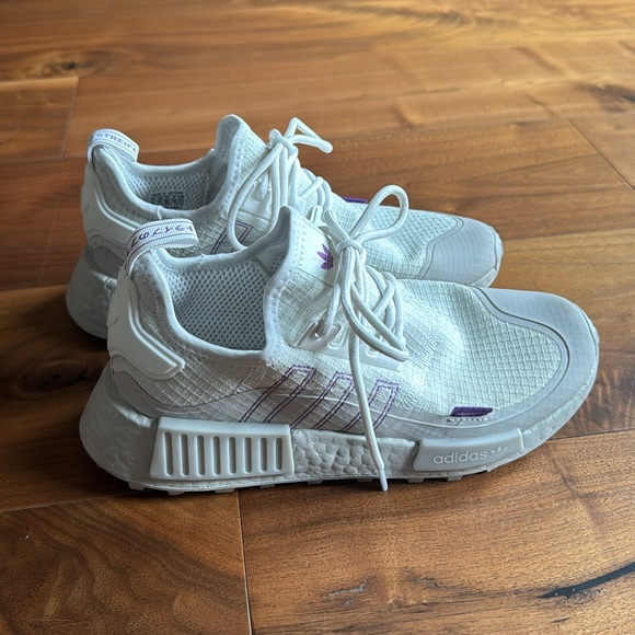 adidas Shoes - ADIDAS nmd_R1 white purple athletic sneakers / men’s 6 / women’s 7